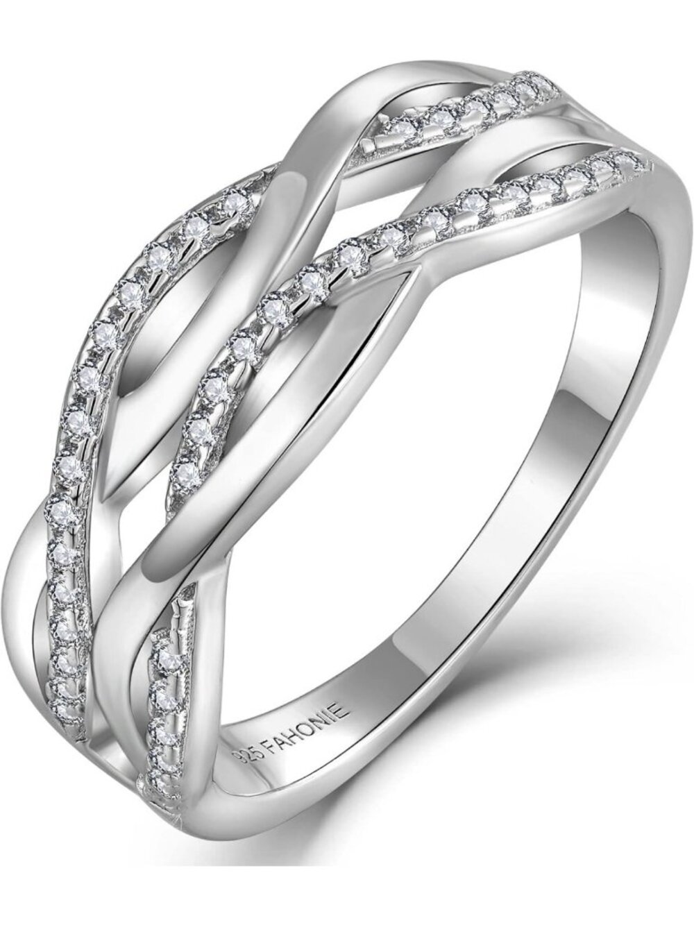 925 Sterling Silver Infinity Knot Ring with 5A CZ - Elegant Statement Jewelry